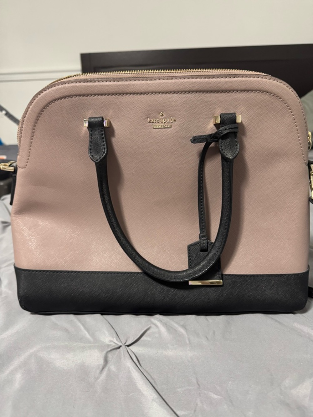 kate spade Two-Tone Dome Satchel in Dusty Pink and Black